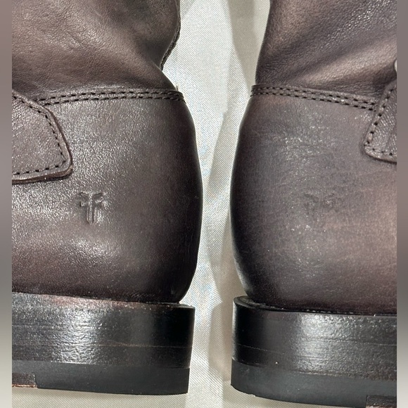 Frye Natalie Engineer Short Boots Brown Leather Buckle Western Size 6 Boho Chic - Picture 13 of 13